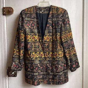 Vintage Georgiou black, gold and red patterned blazer